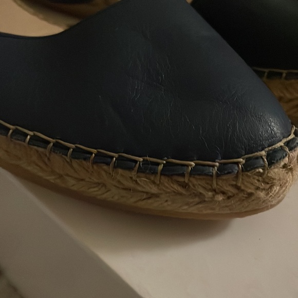 New Navy Leather Espadrilles - Picture 2 of 4